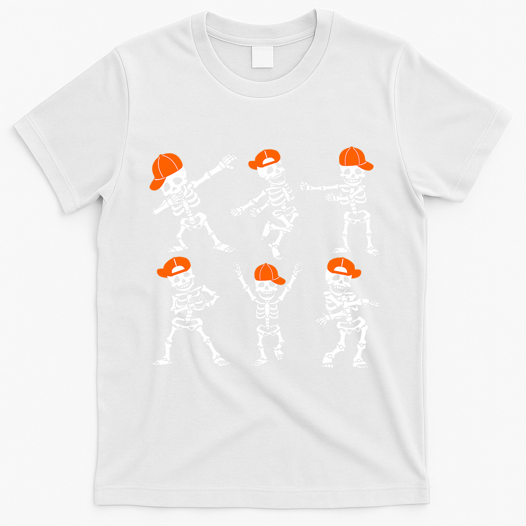 Halloween Dancing Skeleton Cap Funny T-Shirt - White