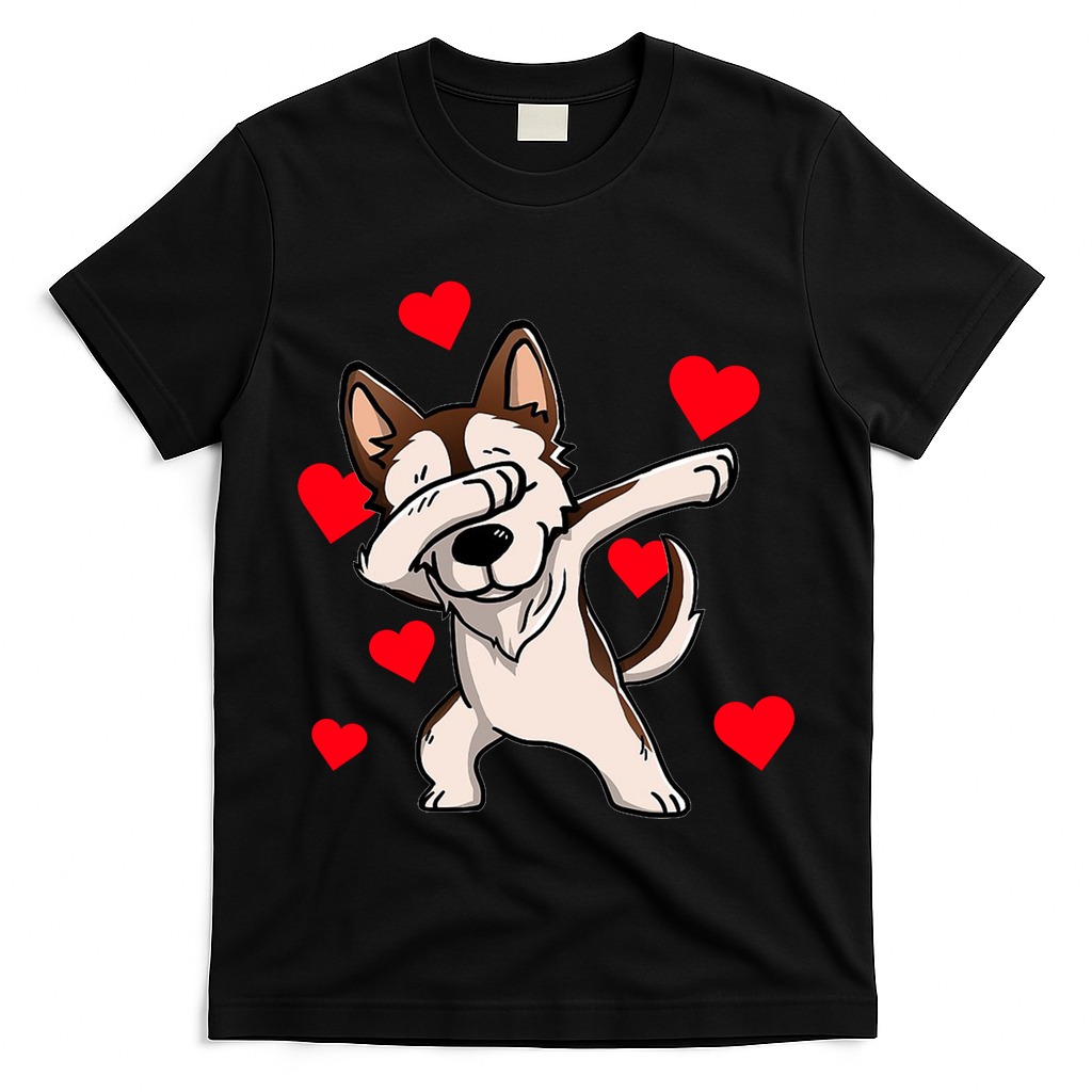Dabbing Siberian Husky Valentines Day T-Shirt