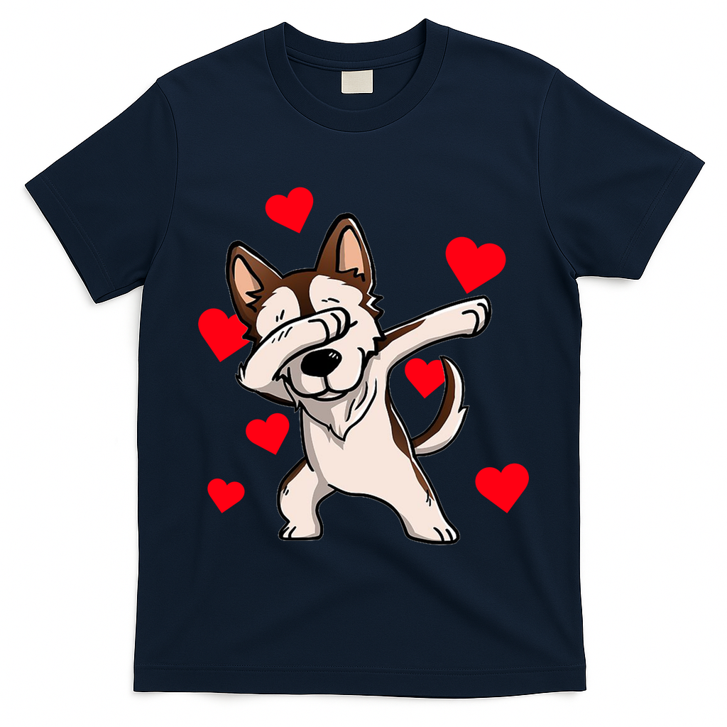 Dabbing Siberian Husky Valentines Day T-Shirt