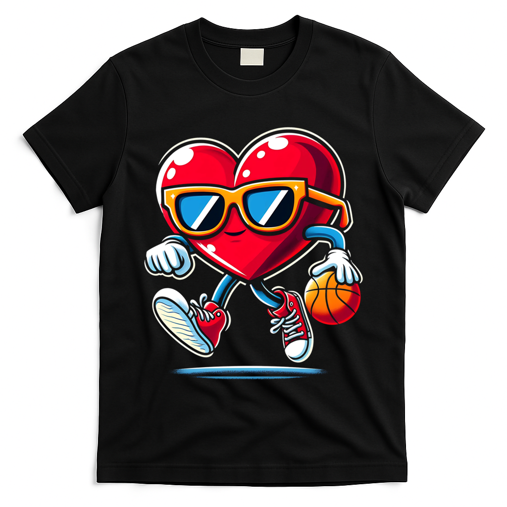 Heart Dunking Valentines Day For Basketball Lovers Gift T-Shirt