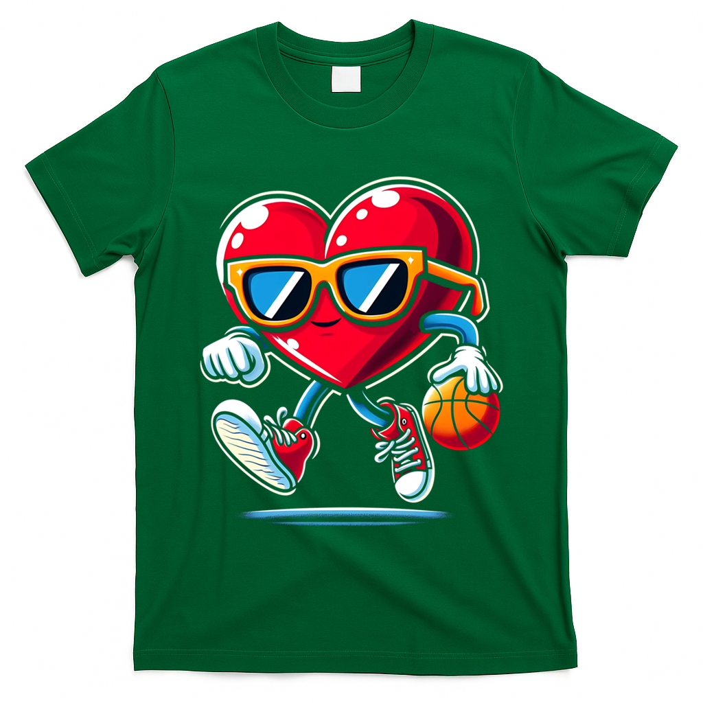 Heart Dunking Valentines Day For Basketball Lovers Gift T-Shirt
