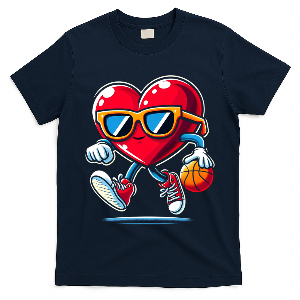 Heart Dunking Valentines Day For Basketball Lovers Gift T-Shirt