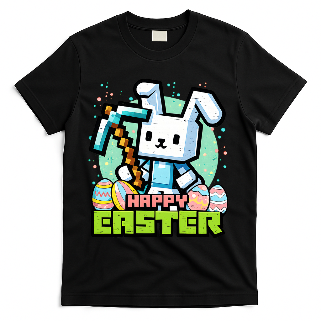 Happy Easter Bunny Gaming T-Shirt - Black