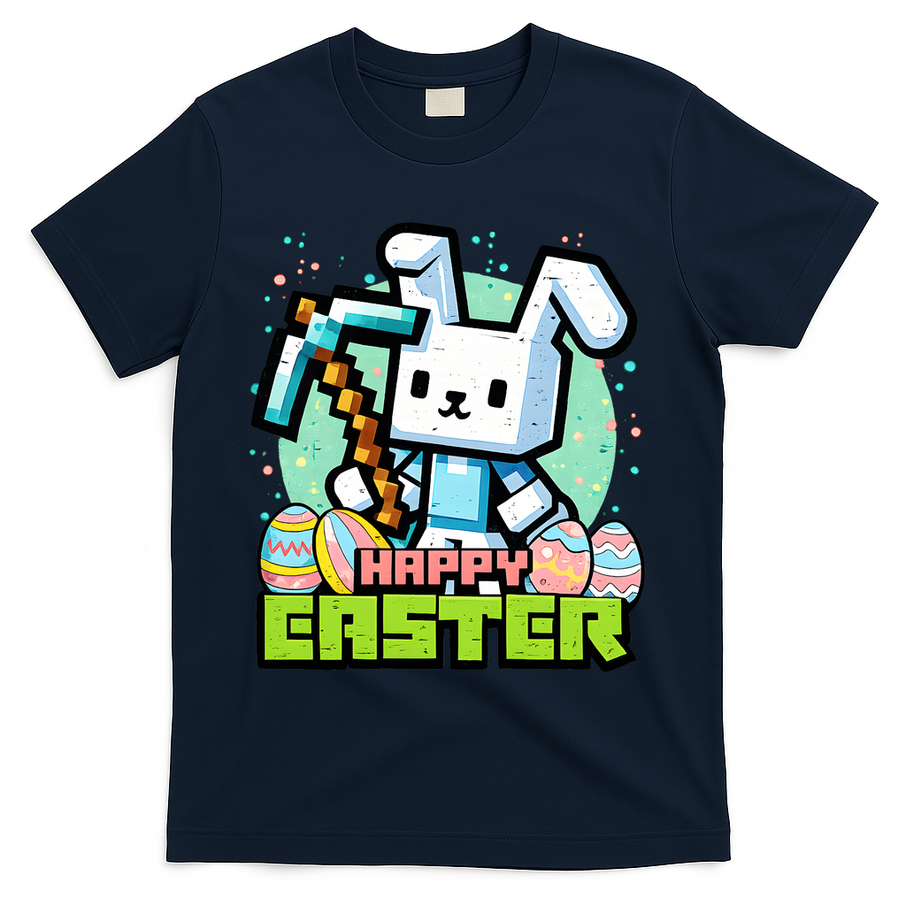 Happy Easter Bunny Gaming T-Shirt - Navy