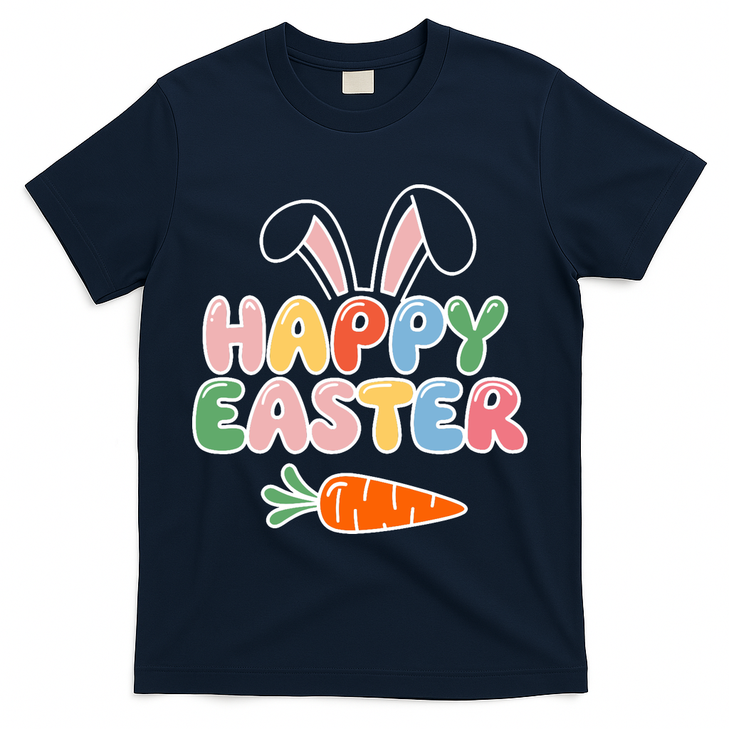 Happy Easter Bunny Ears T-Shirt - Navy