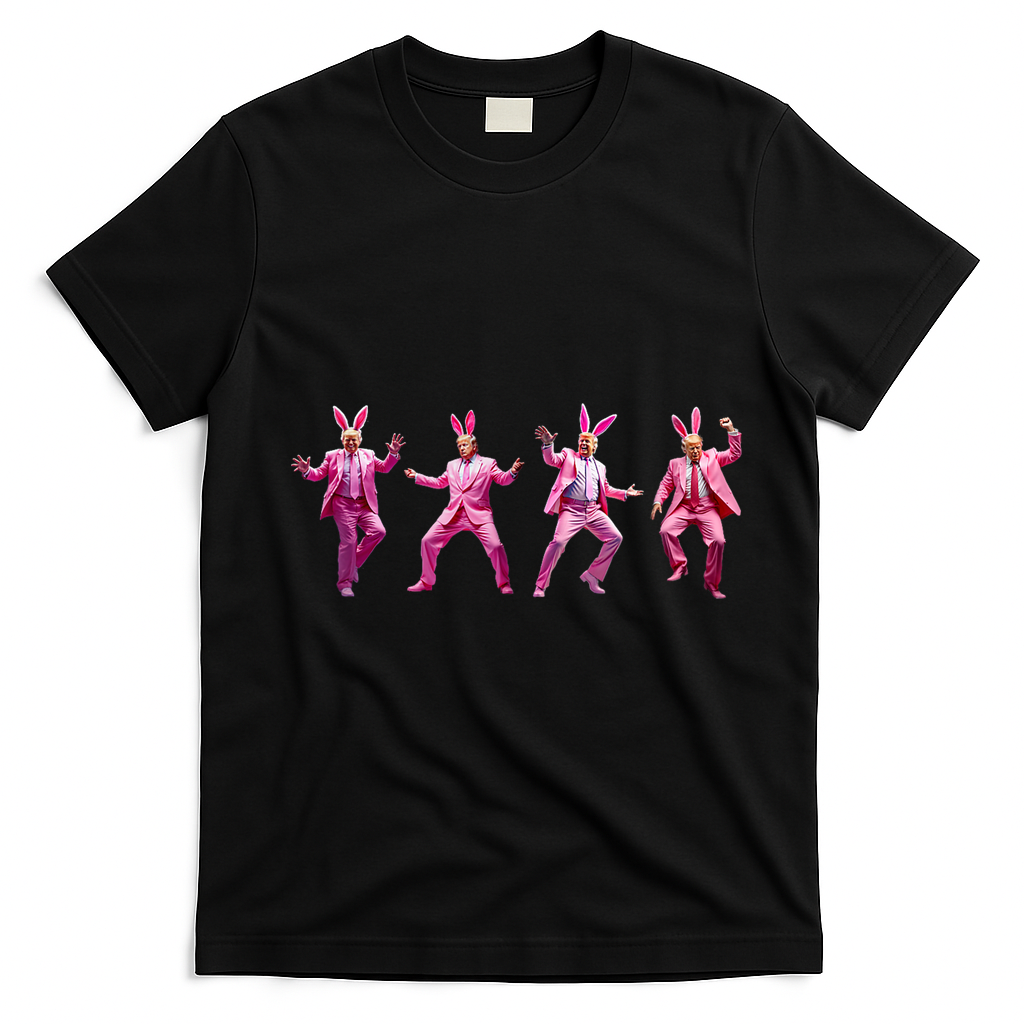 Happy Easter Bunny Spring Hunt Eggs Rabbit Funny Trump Dance T-Shirt - Black