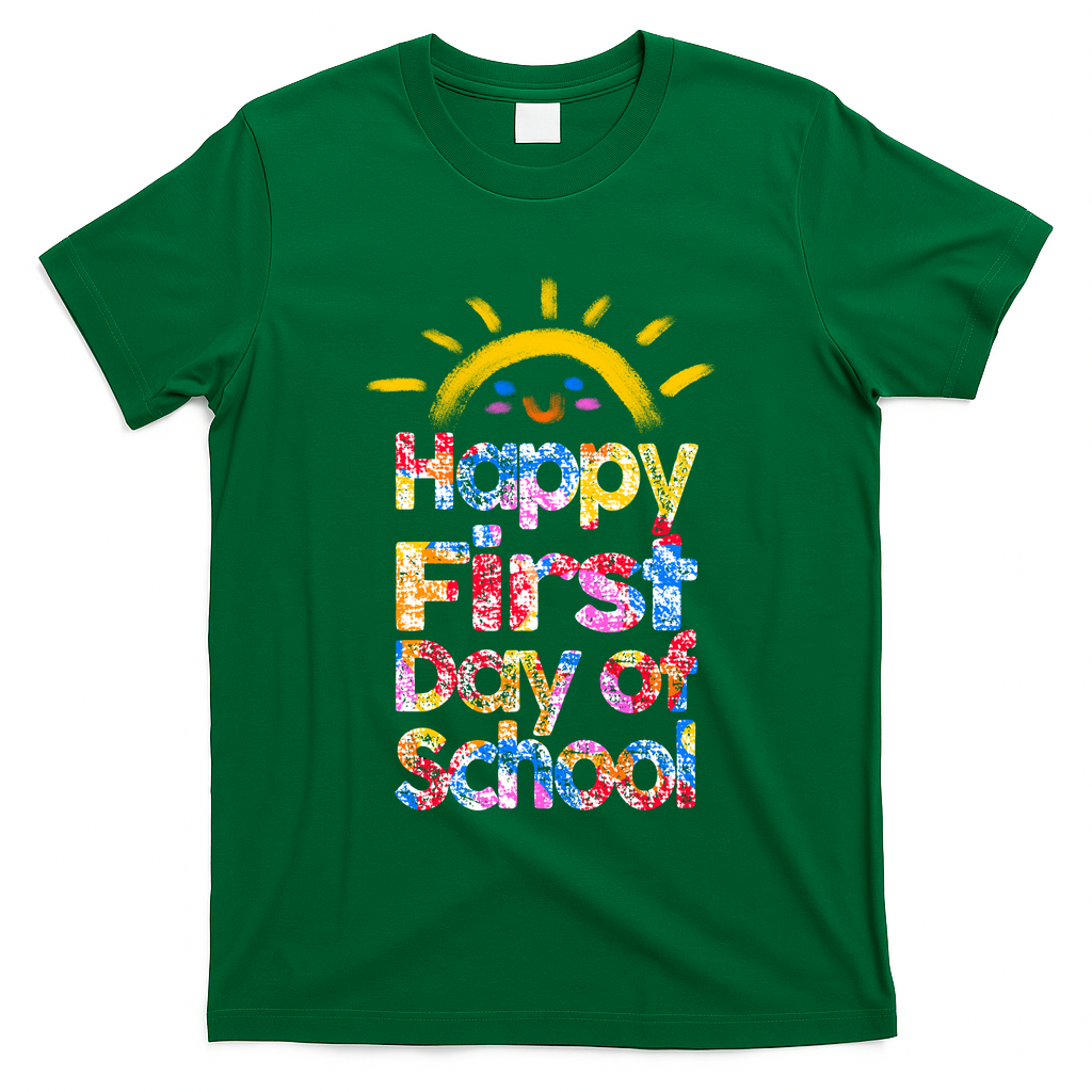 Cute Sun Happy First Day Of School T-Shirt - Green