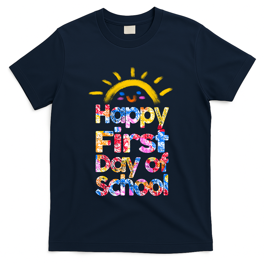 Cute Sun Happy First Day Of School T-Shirt - Navy