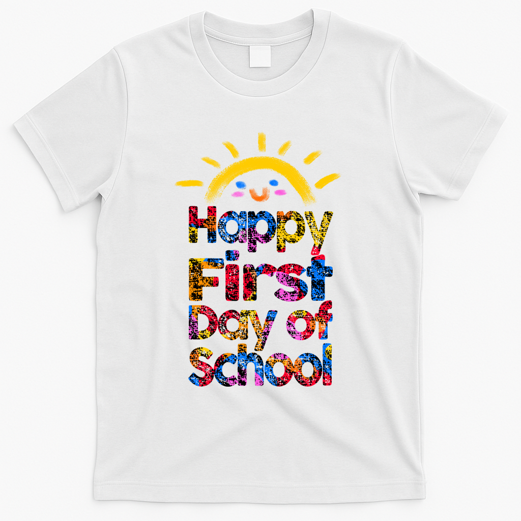 Cute Sun Happy First Day Of School T-Shirt - White