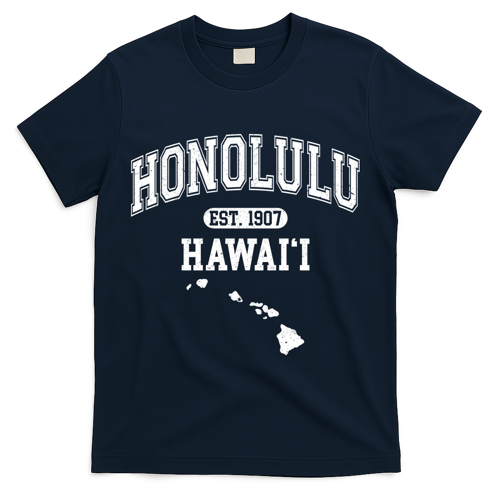 Honolulu Hawaii Est 1907 Varsity T-Shirt - Navy