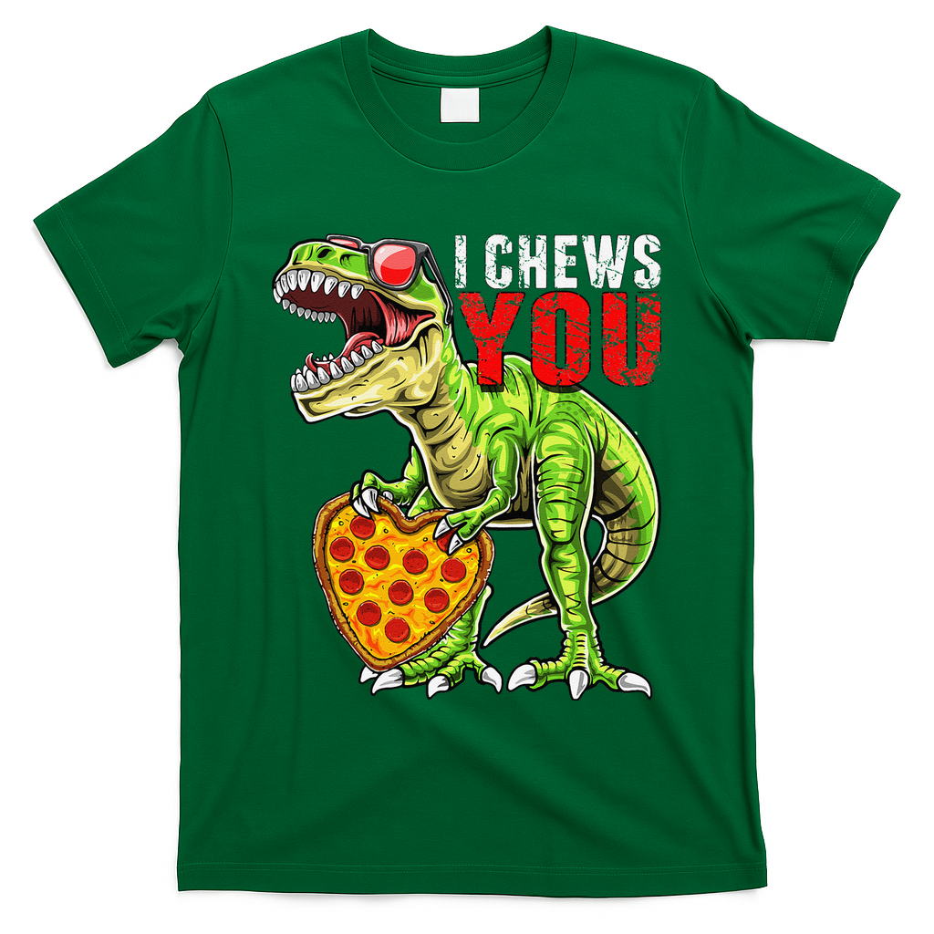 Heart I Chews You T Rex Dinosaur Pizza Valentine's Day T-Shirt