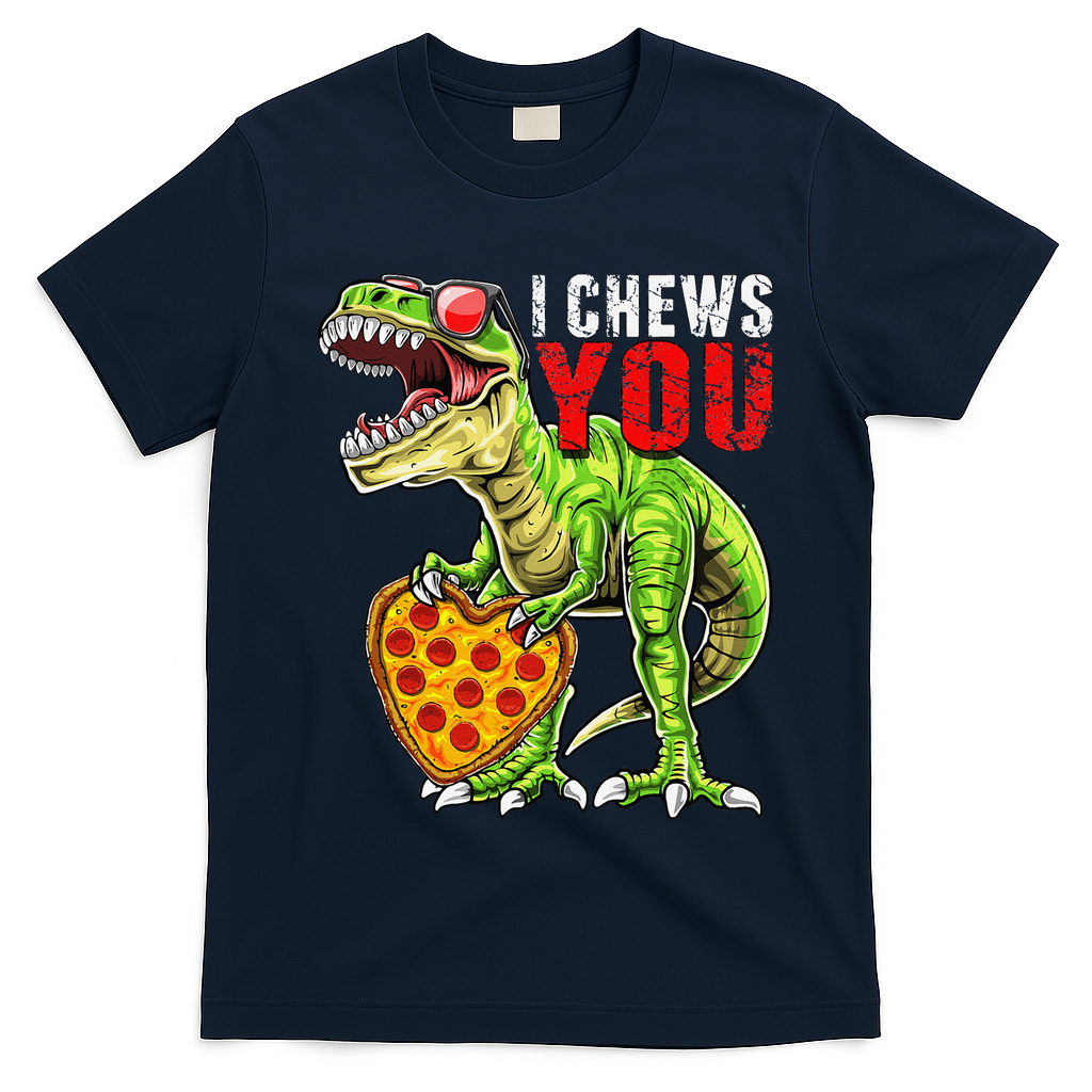 Heart I Chews You T Rex Dinosaur Pizza Valentine's Day T-Shirt
