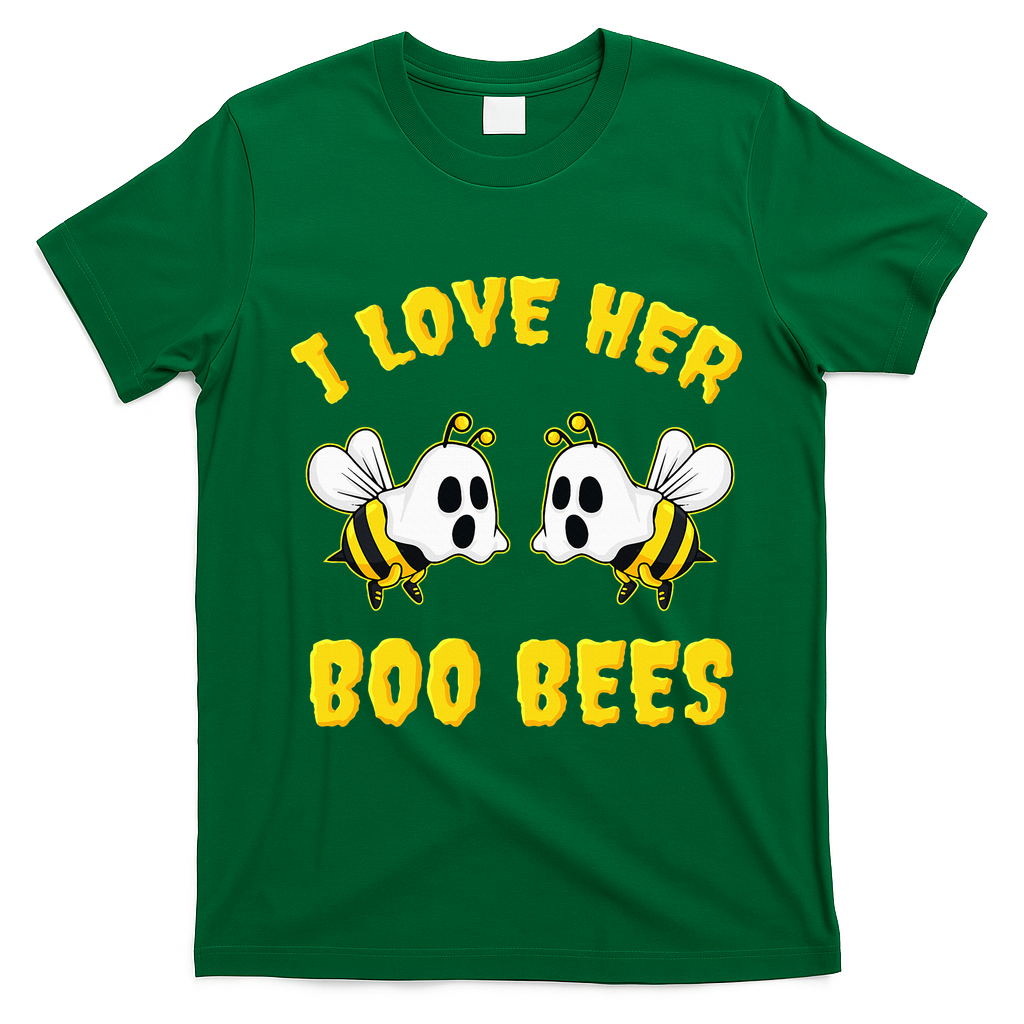 Halloween I Love Her Boo Bees Funny T-Shirt - Irish Green