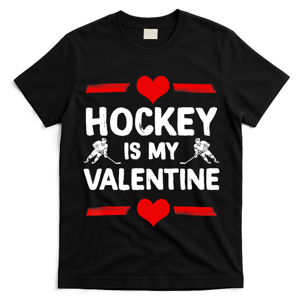 Hockey Is My Valentine Ice Hockey Team Hockey Supporter Gift T-Shirt