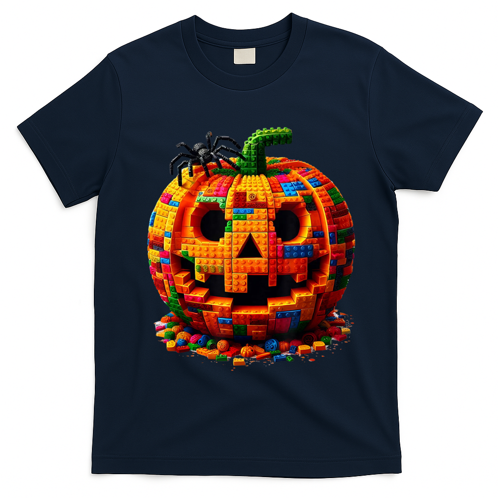 Halloween Master Builder Pumpkin T-Shirt - Navy Blue