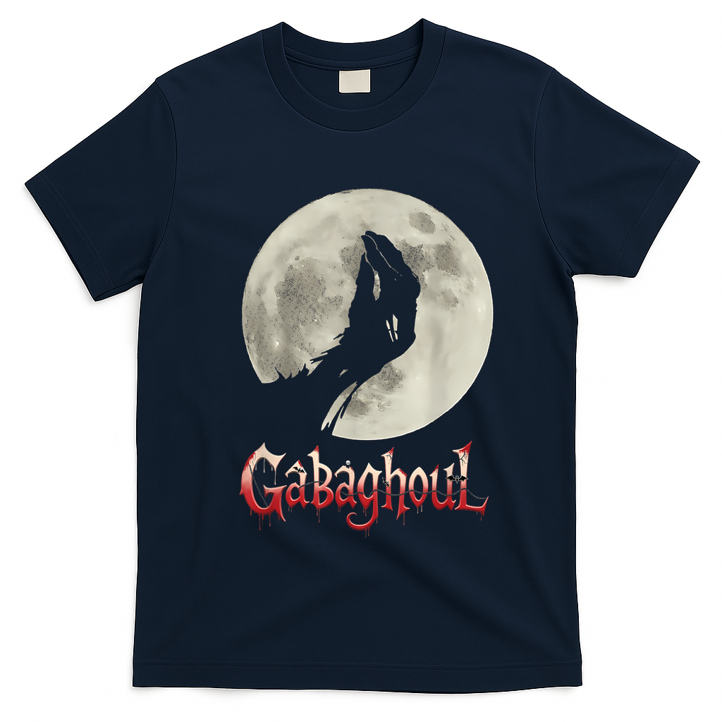 Hand Moon Gabagool Halloween T-Shirt - Navy Blue
