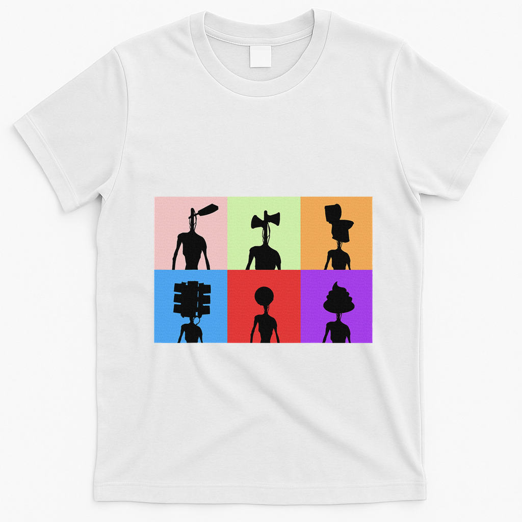 Horror Monster With Sirens For Heads Horror T-Shirt - White