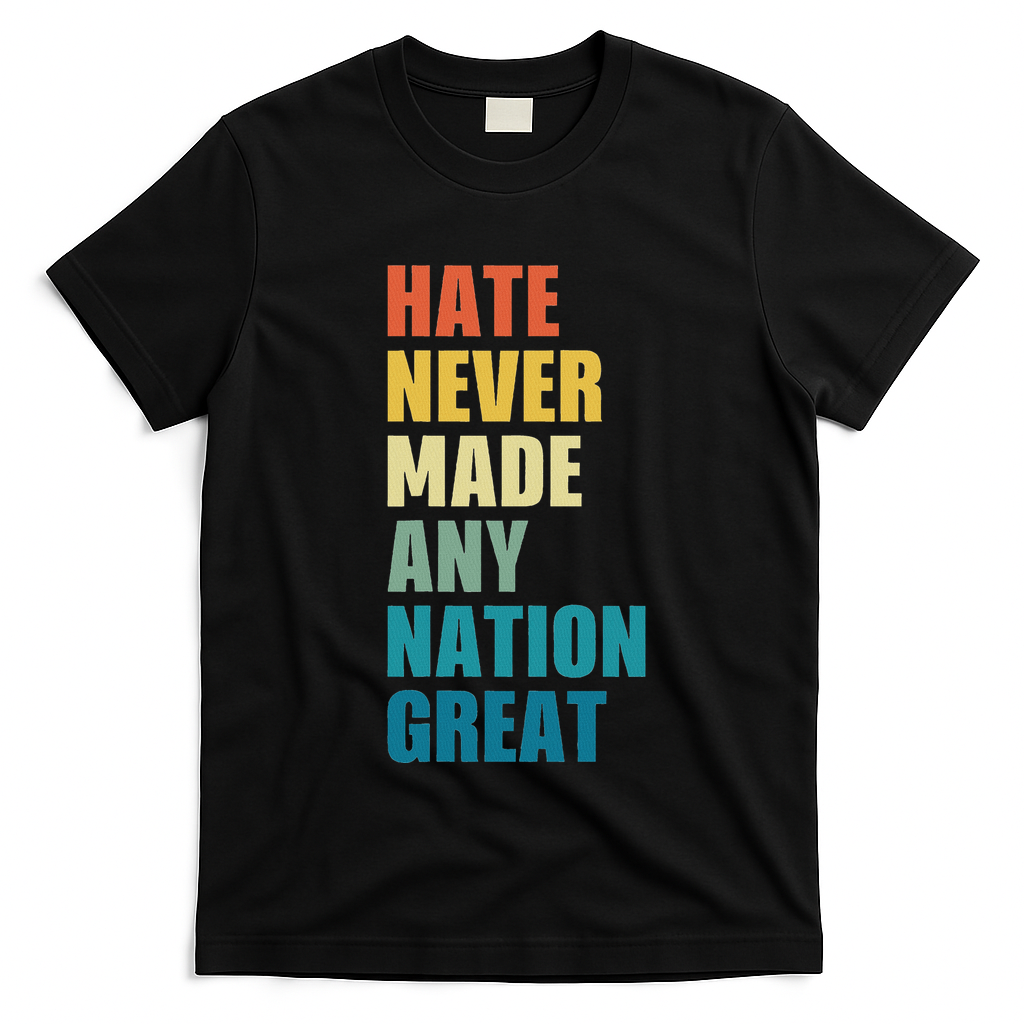 Hate Never Made Any Nation Great Anti Trump Election T-Shirt - Black