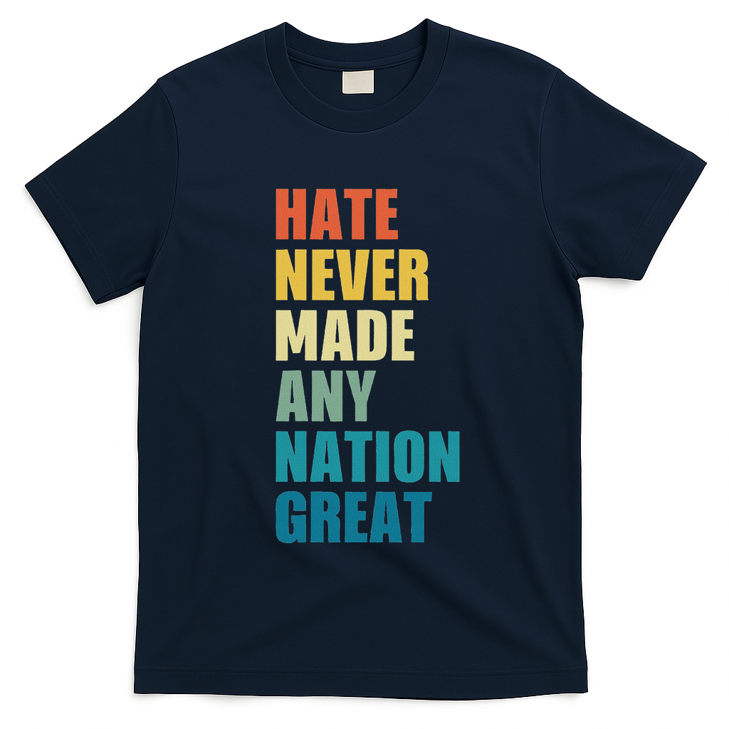 Hate Never Made Any Nation Great Anti Trump Election T-Shirt - Navy Blue