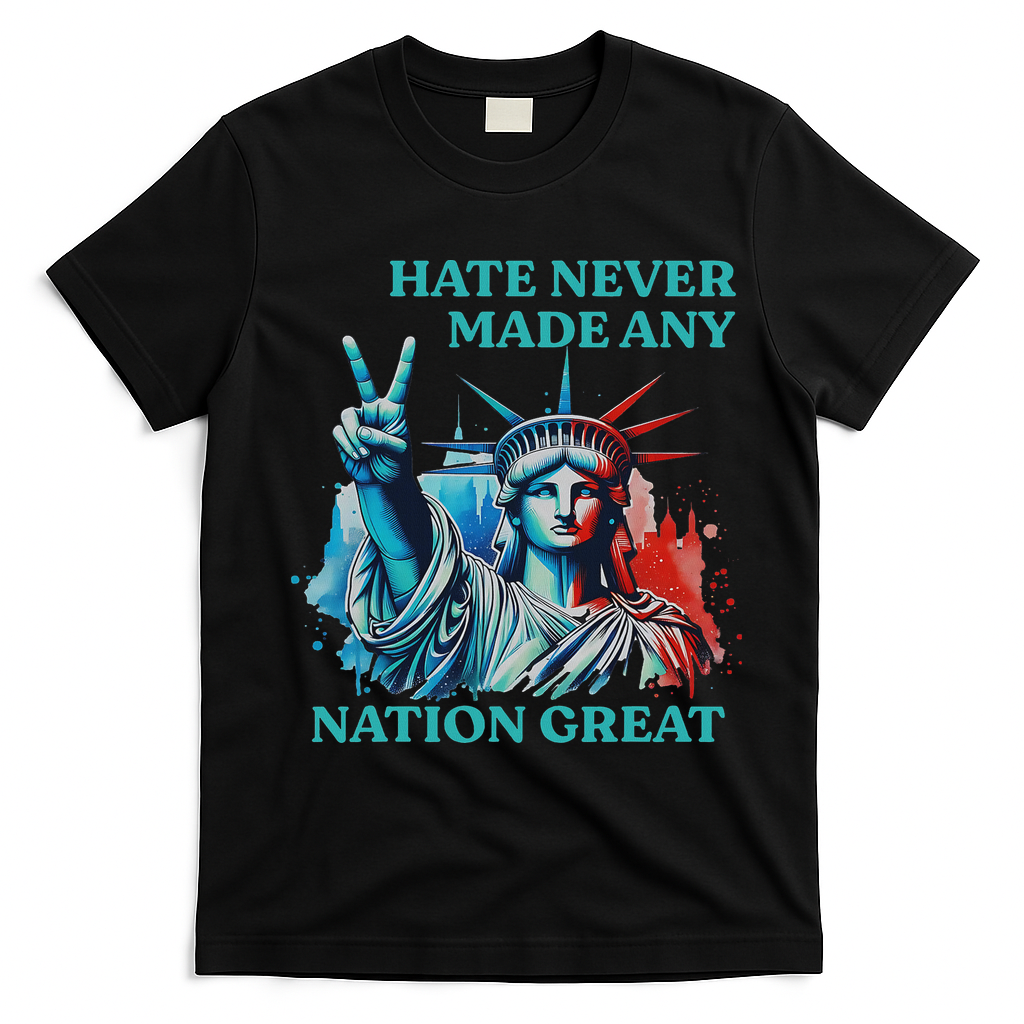 Hate Never Made Any Nation Great Peace Anti Trump T-Shirt - Black