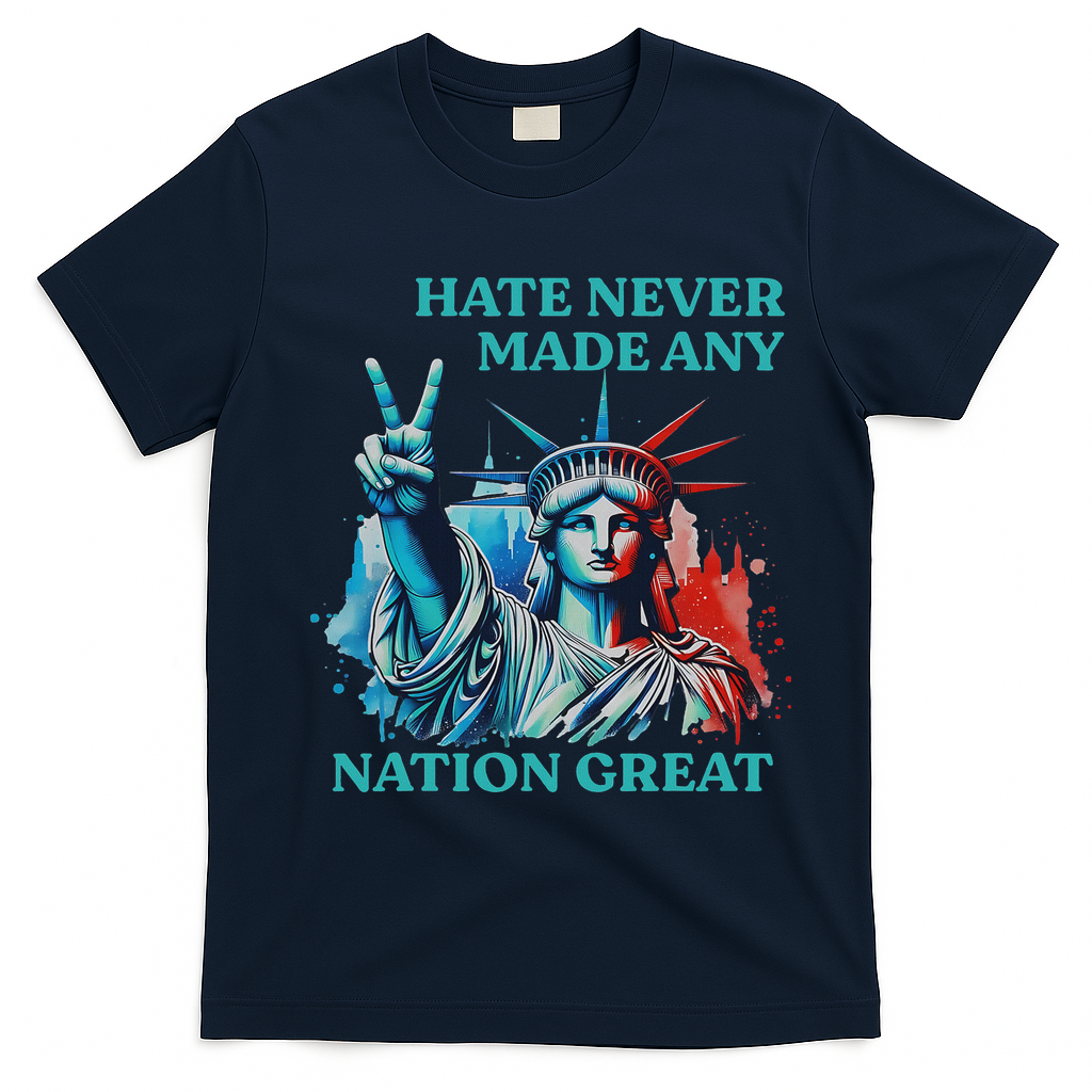 Hate Never Made Any Nation Great Peace Anti Trump T-Shirt - Navy Blue