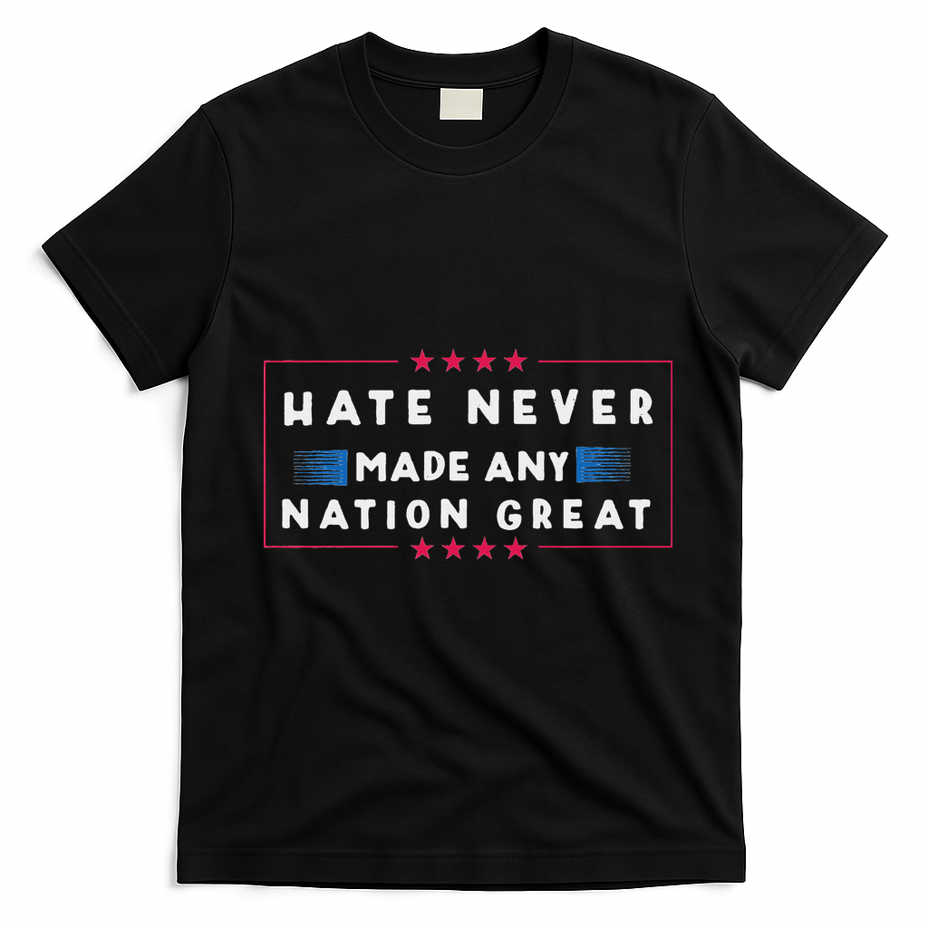 Hate Never Made Any Nation Great Funny Anti Trump T-Shirt - Black