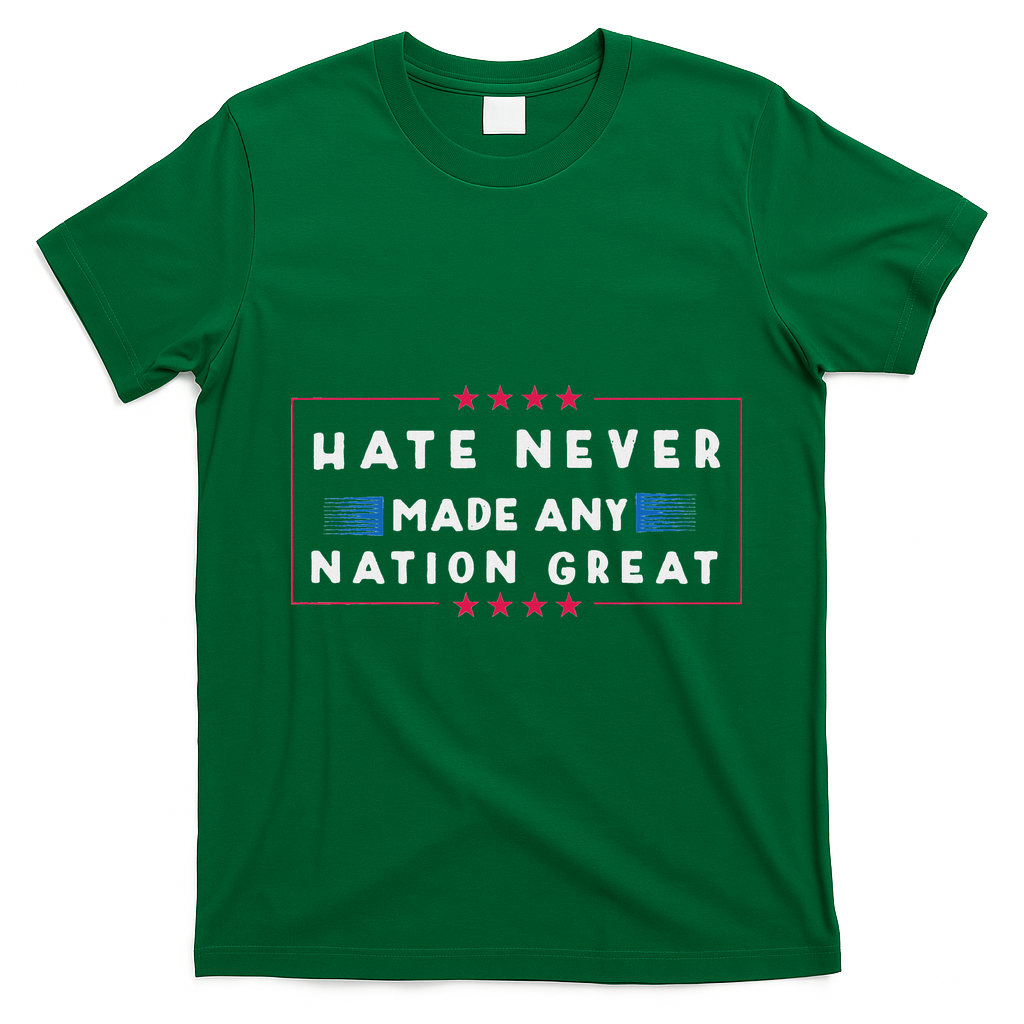 Hate Never Made Any Nation Great Funny Anti Trump T-Shirt - Irish Green