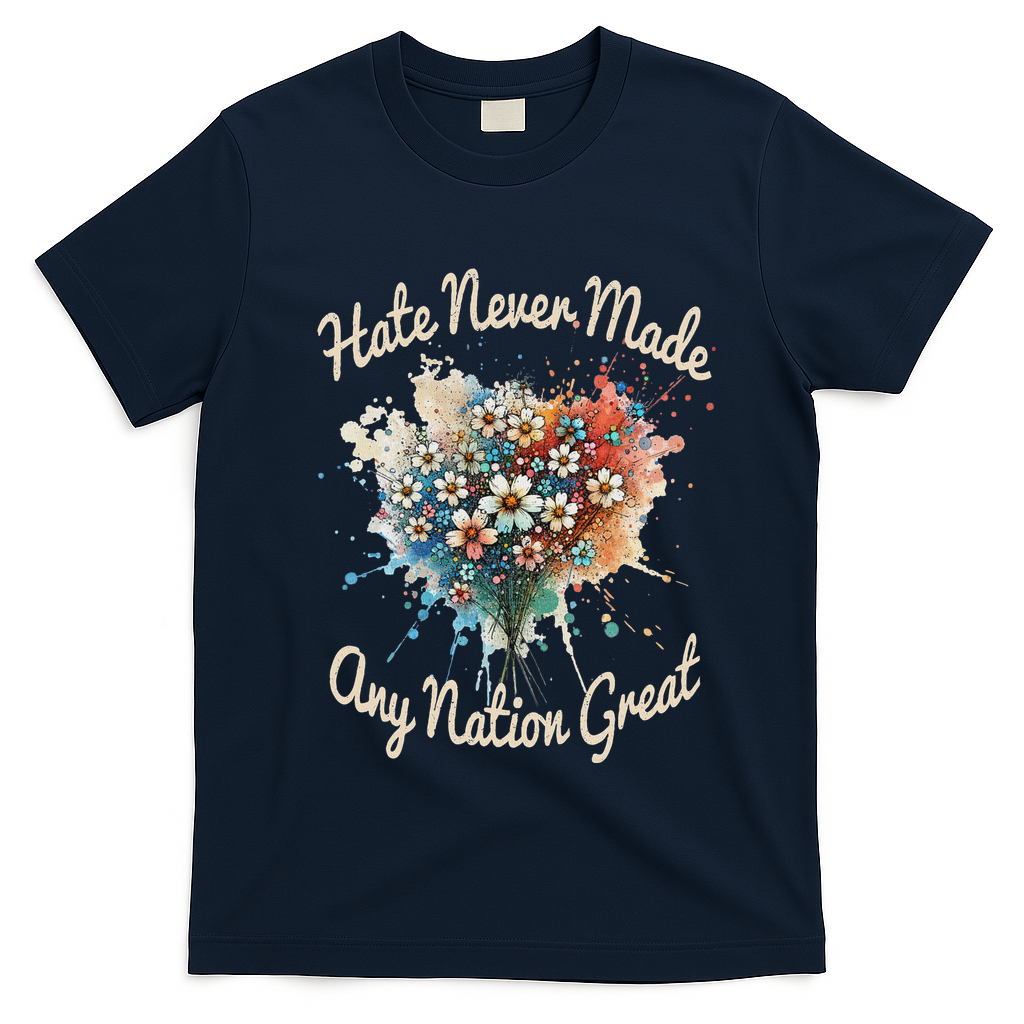 Hate Never Made Any Nation Great Funny Anti Trump 2025 T-Shirt - Navy Blue