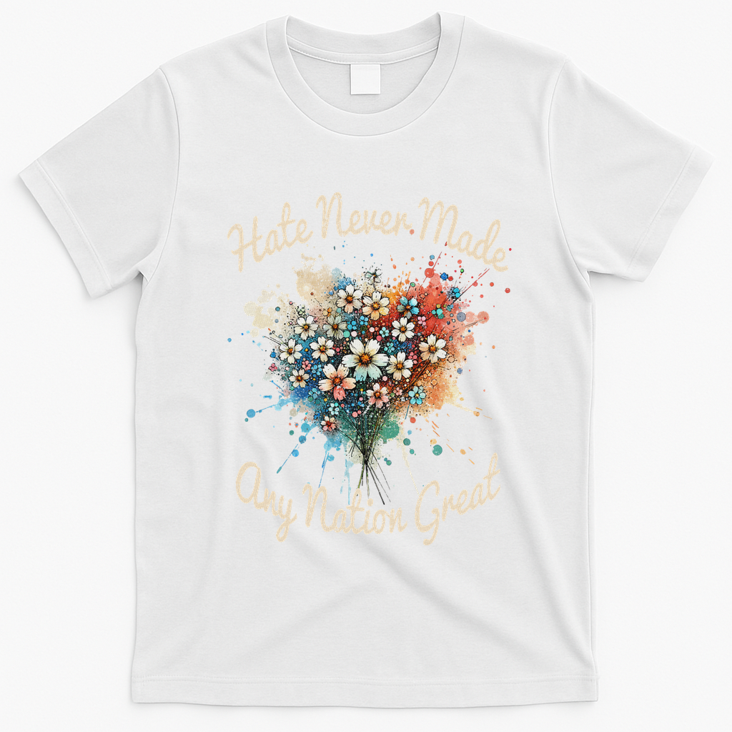 Hate Never Made Any Nation Great Funny Anti Trump 2025 T-Shirt - White