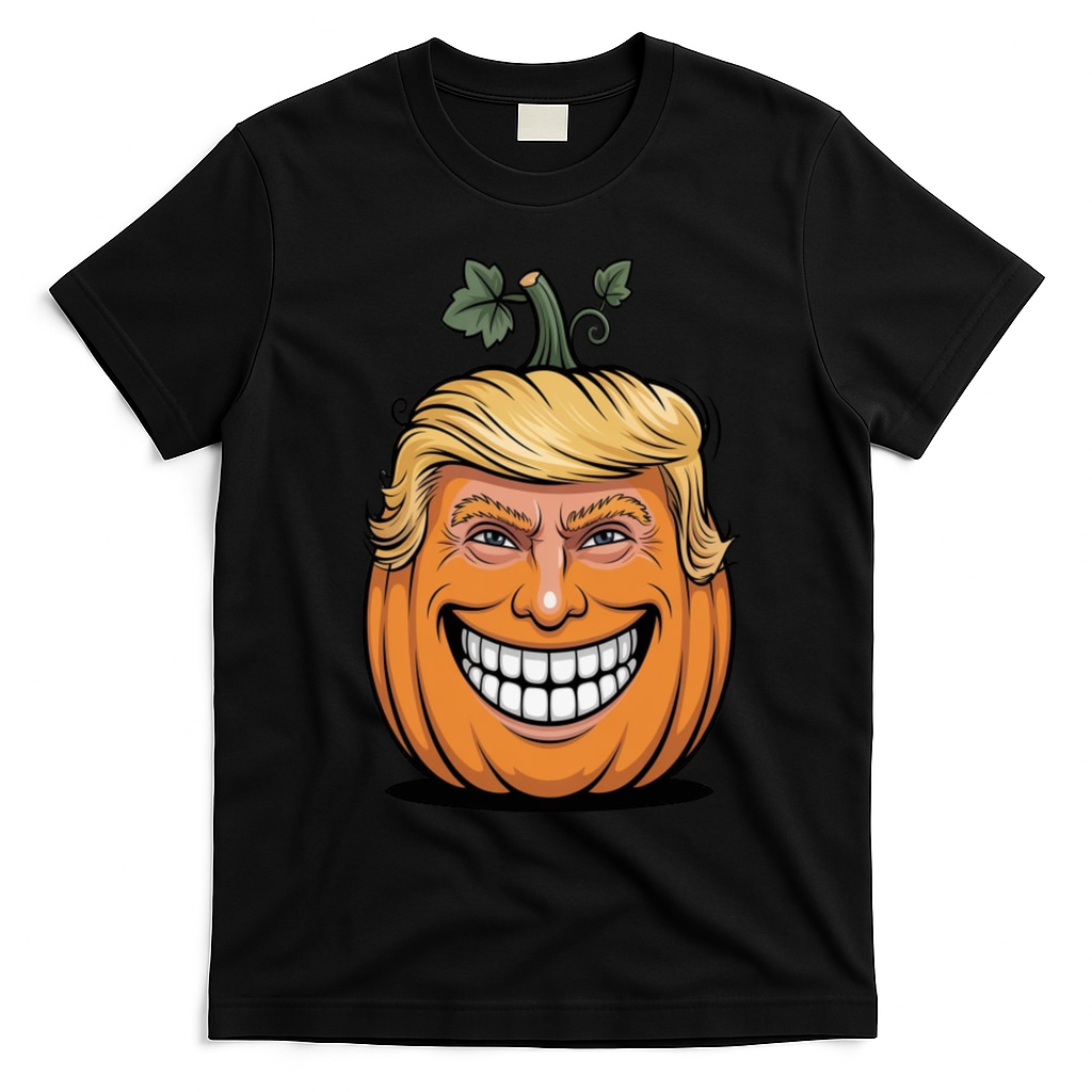 Halloween Pumpkin Donald Trump Funny T-Shirt - Black