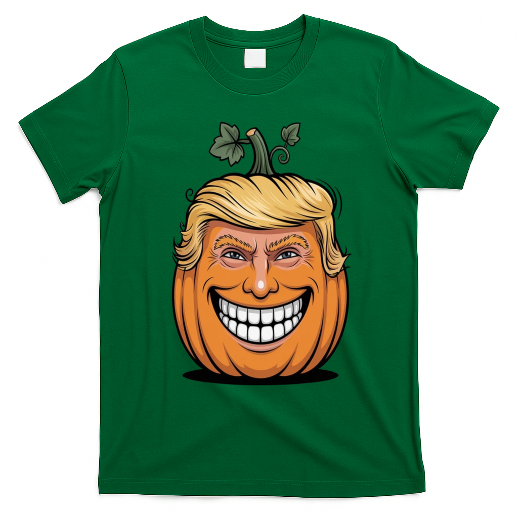 Halloween Pumpkin Donald Trump Funny T-Shirt - Irish Green