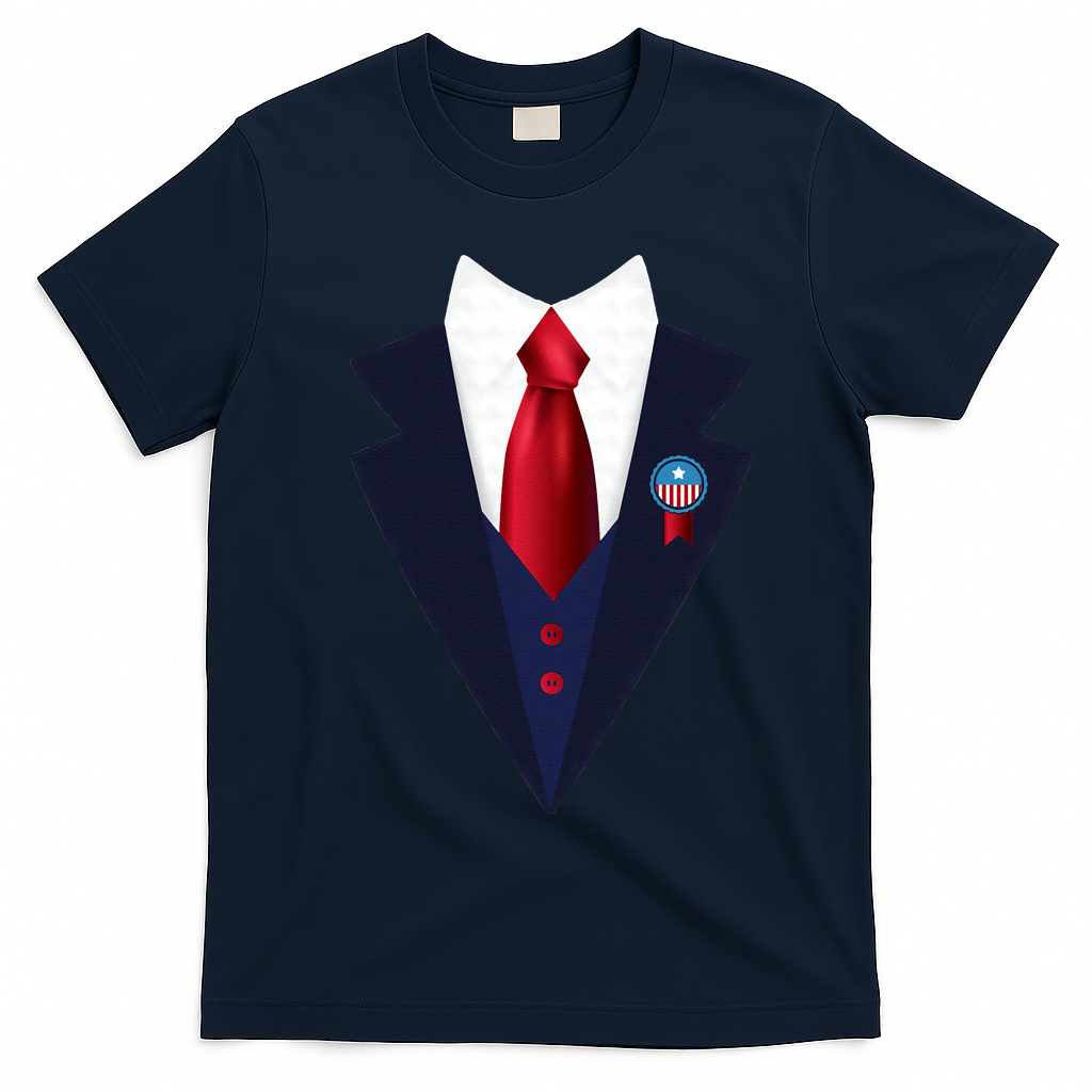 Halloween President Politician Suit Costume Trump T-Shirt - Navy Blue