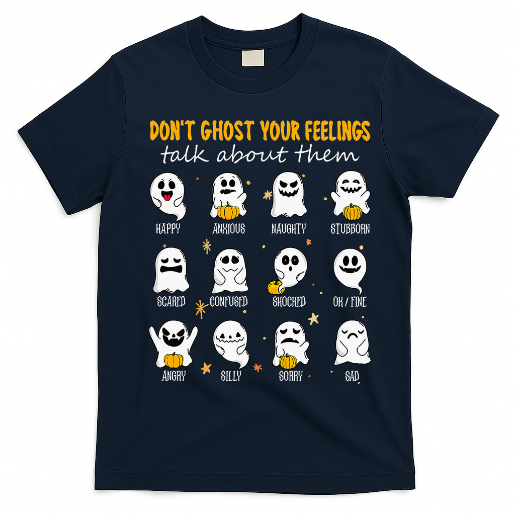 Halloween School Counselor DonT Ghost Your Feeling Teacher T-Shirt - Navy Blue
