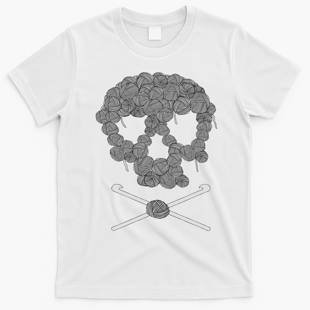 Halloween Skull Crochet Lovers Yarn Funny Skeleton T-Shirt - White