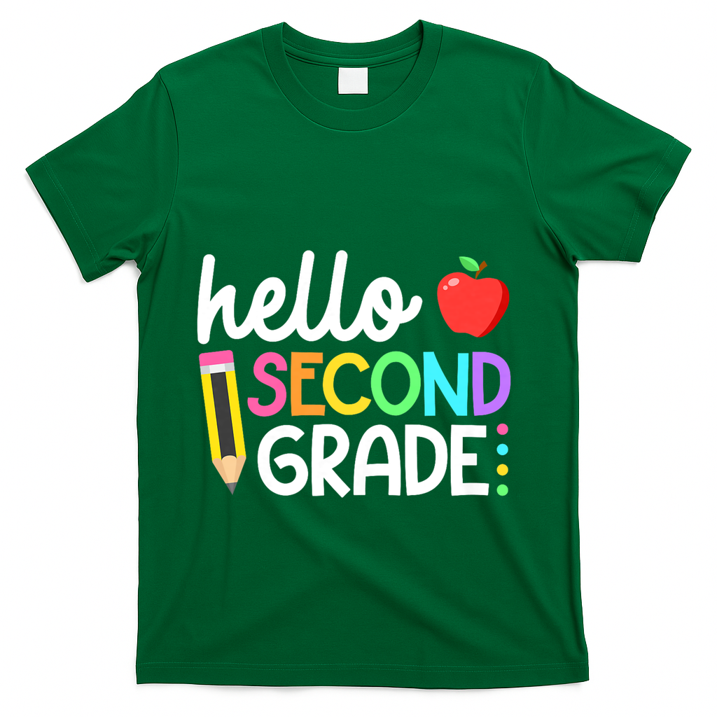Hello Second Grade Team 2nd Grade Back To School Teacher T-Shirt - Green