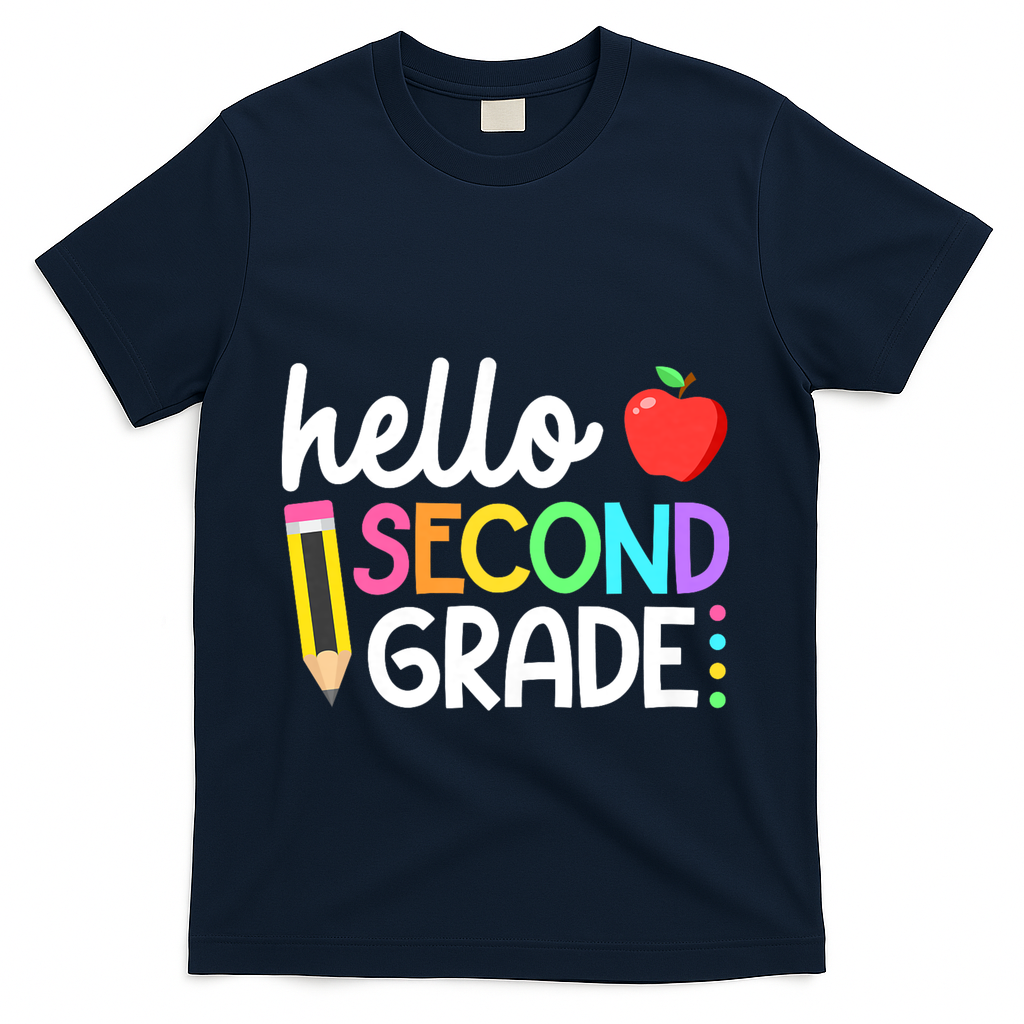 Hello Second Grade Team 2nd Grade Back To School Teacher T-Shirt - Navy