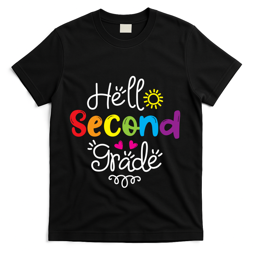 Hello Second Grade Fun 2nd Grade Back To School Gift T-Shirt - Black