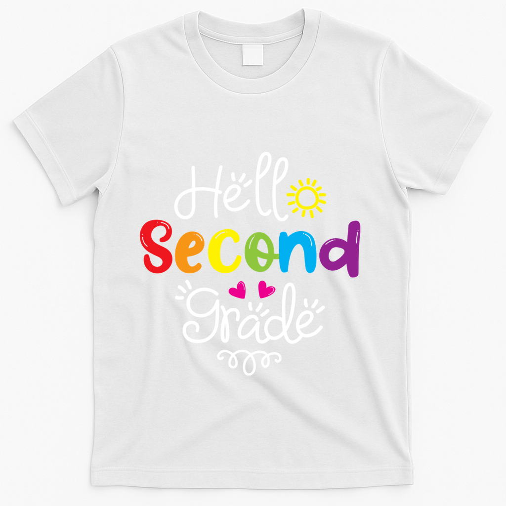 Hello Second Grade Fun 2nd Grade Back To School Gift T-Shirt - White