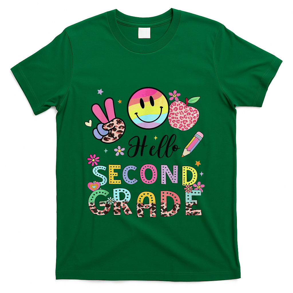Hello Second Grade 2nd Grade First Day Of School Gift T-Shirt - Green