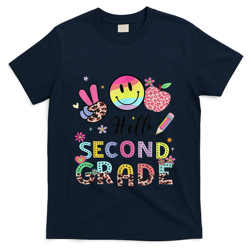 Hello Second Grade 2nd Grade First Day Of School Gift T-Shirt - Navy
