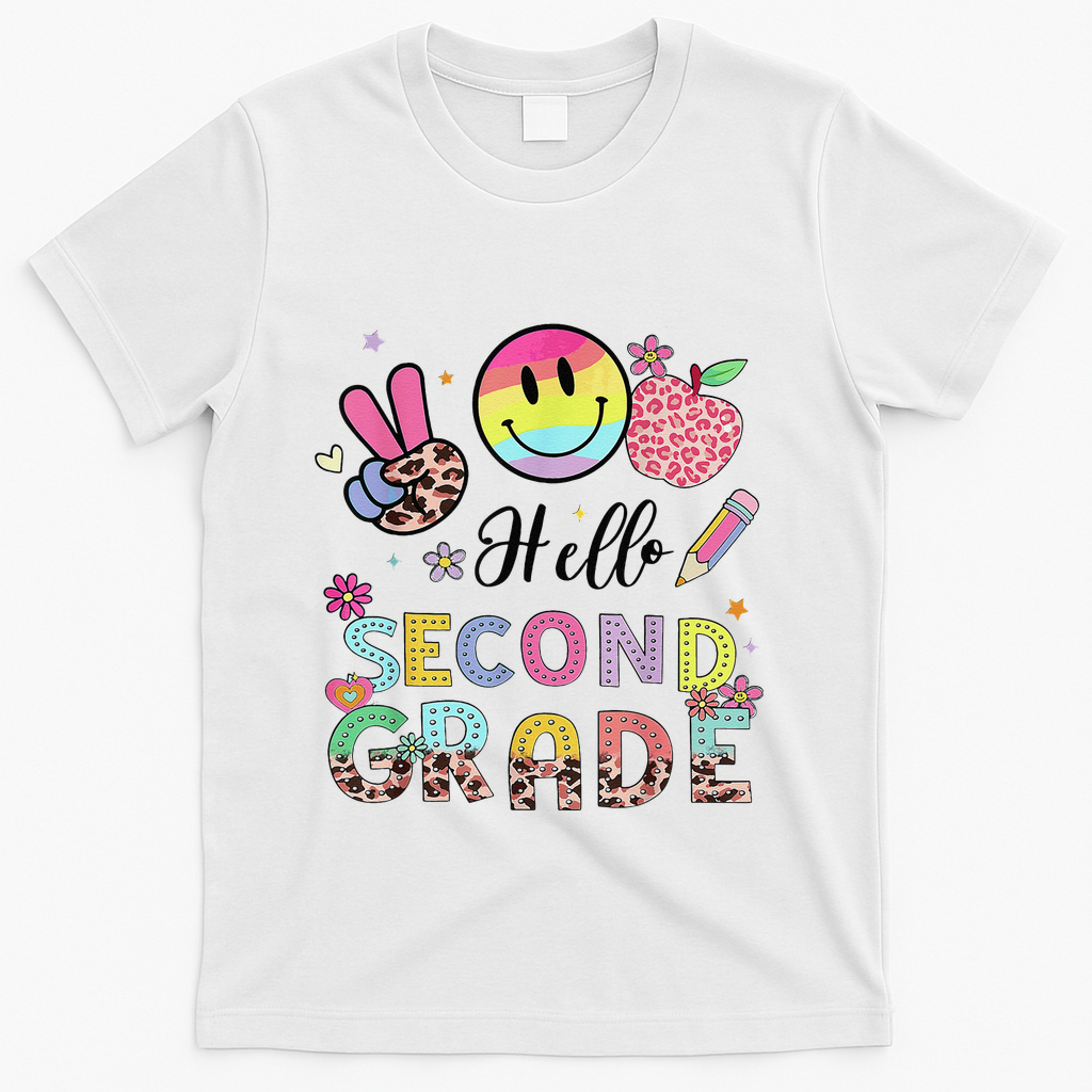 Hello Second Grade 2nd Grade First Day Of School Gift T-Shirt - White