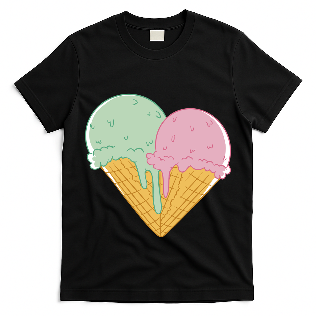 Heart Shaped Ice Cream Cute Gift T-Shirt