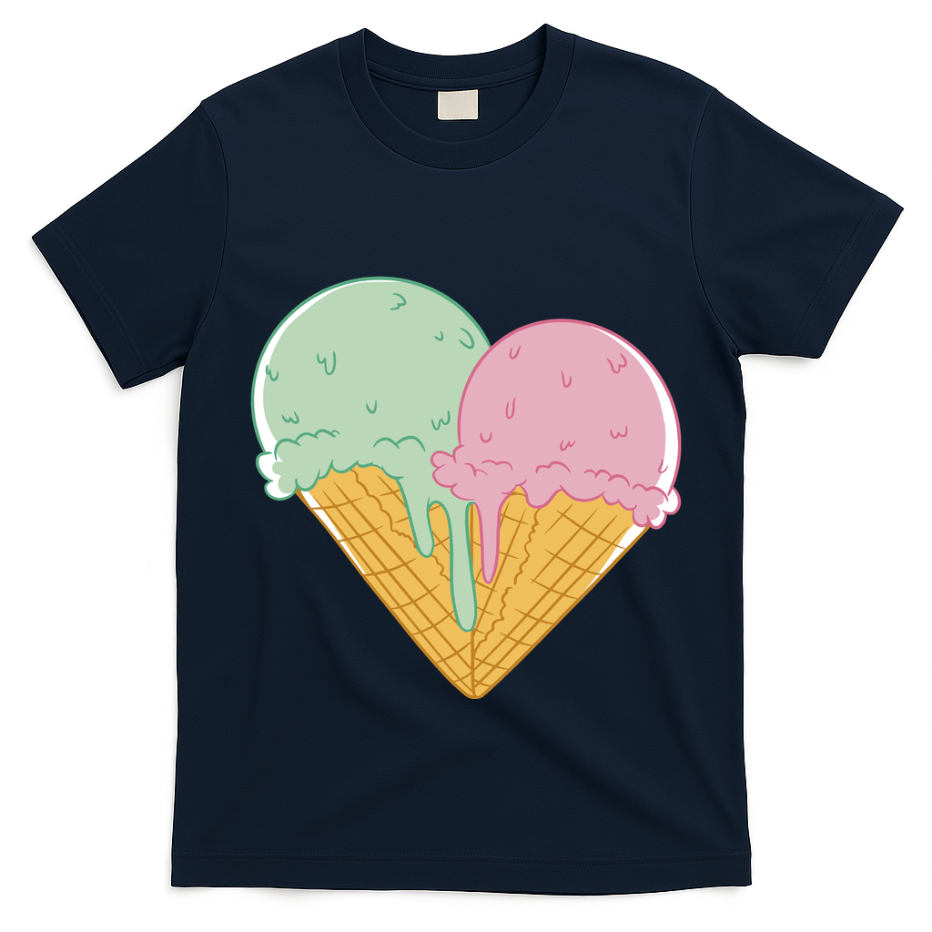 Heart Shaped Ice Cream Cute Gift T-Shirt