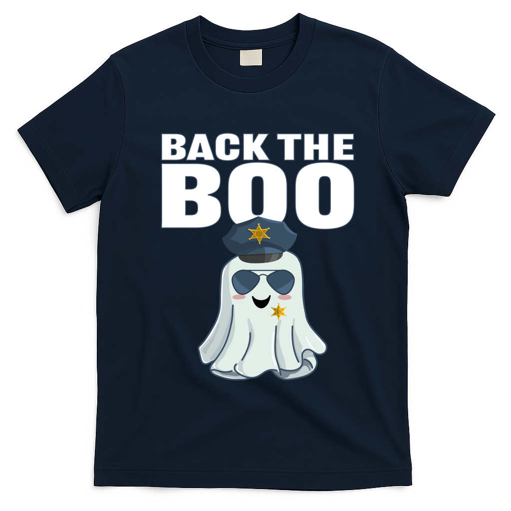 Halloween Spooky Seas The Boo Funny Police Ghost Gift T-Shirt - Navy Blue