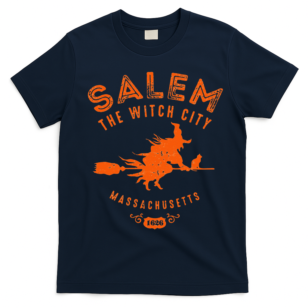 Halloween Salem The Witch City T-Shirt - Navy Blue