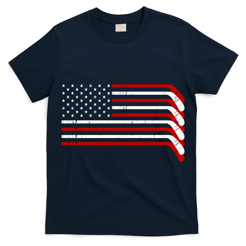Hockey Stick USA American Flag T-Shirt