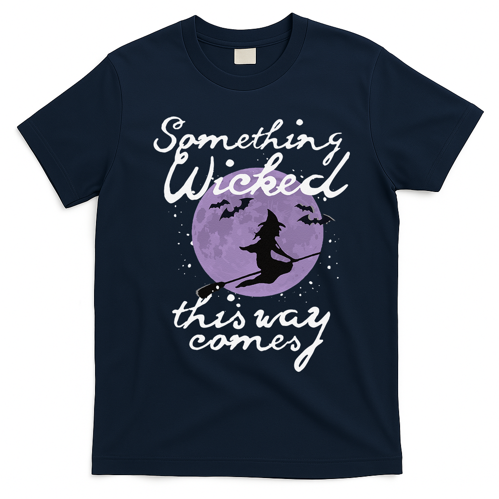 Halloween SOMETHING WICKED This WAY COMES Shakespeare T-Shirt - Navy Blue