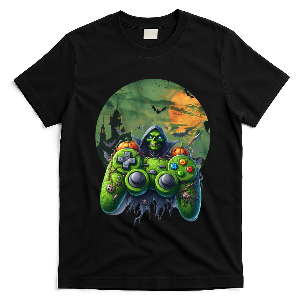 Halloween Skeleton Zombie Gaming Controller Mummy Gift T-Shirt - Black