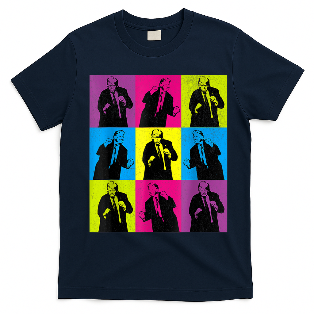 Happy Trump Dancing Pop Art Trump T-Shirt - Navy Blue