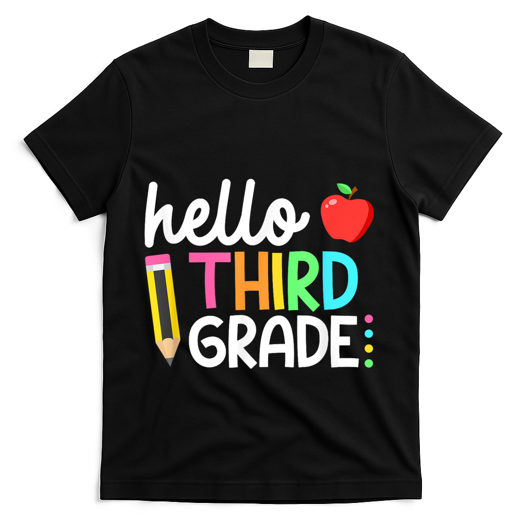 Hello Third Grade Team 3rd Grade Back To School Teacher T-Shirt - Black